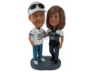 Custom Bobblehead Baseball Couple Wearing Their Favorite Players Jersey - Wedding & Couples Couple Personalized Bobblehead & Cake Topper