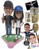 Custom Bobblehead Baseball Couple With The Guy Holding The Bat In One Hand And His Woman'S Hand In The Other - Wedding & Couples Couple Personalized Bobblehead & Cake Topper