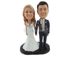 Custom Bobblehead Doctor Couple Wearing Their Stethoscopes To Their Wedding - Wedding & Couples Couple Personalized Bobblehead & Cake Topper