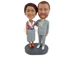Custom Bobblehead Couple Dressed Formally Holding Each Others Hands - Wedding & Couples Bride & Groom Personalized Bobblehead & Cake Topper