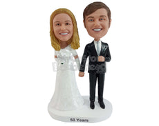 Custom Bobblehead Man And Woman Married For Over 50 Years Both Beautiful - Wedding & Couples Couple Personalized Bobblehead & Cake Topper