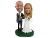 Custom Bobblehead Couple Dressed Beautifully In Their Tacky Outfits - Wedding & Couples Couple Personalized Bobblehead & Cake Topper