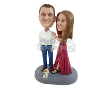 Custom Bobblehead Formally Dressed Couple With The Woman Wearing A Amazing Gown - Wedding & Couples Bride & Groom Personalized Bobblehead & Cake Topper