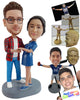 Custom Bobblehead Smart Man Holding His Partner In A Beautiful Manner - Wedding & Couples Couple Personalized Bobblehead & Cake Topper