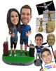Custom Bobblehead Sport Fan Couple Who Have Travelled With Their Trolley Bags Next To Them - Wedding & Couples Couple Personalized Bobblehead & Cake Topper