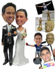 Custom Bobblehead Stylish Wedding Couple In Wedding Outfit - Wedding & Couples Bride & Groom Personalized Bobblehead & Cake Topper