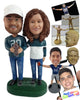 Custom Bobblehead Sporty couple wearing ther teams jersey with a ball in hand - Wedding & Couples Couple Personalized Bobblehead & Action Figure