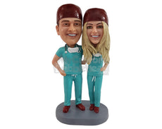Custom Bobblehead Doctor Couple in Scrubs - Wedding & Couples Couple Personalized Bobblehead & Cake Topper
