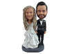Custom Bobblehead Fabulous wedding couple wearing a luxurious dress and elegant suit and bowtie - Wedding & Couples Bride & Groom Personalized Bobblehead & Action Figure