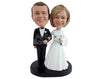 Custom Bobblehead Exuberant couple ready to get married holding a nice bouquet - Wedding & Couples Bride & Groom Personalized Bobblehead & Action Figure
