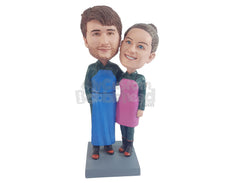 Custom Bobblehead Chef couple wearing aprons ready to prepare some delicious delights - Wedding & Couples Couple Personalized Bobblehead & Action Figure
