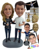 Custom Bobblehead Jovial couple toasting for good fortune to come - Wedding & Couples Couple Personalized Bobblehead & Action Figure