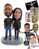 Custom Bobblehead Road couple wearing bikers clothes with vests and boots - Wedding & Couples Couple Personalized Bobblehead & Action Figure