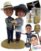 Custom Bobblehead Old farmer couple wearing nice country outfit with boots - Wedding & Couples Couple Personalized Bobblehead & Action Figure