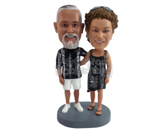 Custom Bobblehead Youthful couple having some good vacation times  - Wedding & Couples Couple Personalized Bobblehead & Action Figure