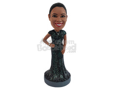 Custom Bobblehead Stunning looking women wearing a dazzling dress with a necklace on - Wedding & Couples Bridesmaids Personalized Bobblehead & Action Figure