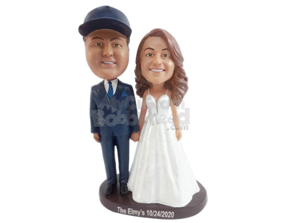 Custom Bobblehead Elegant couple wearing trendy dress and nice suit - Wedding & Couples Couple Personalized Bobblehead & Action Figure
