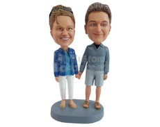 Custom Bobblehead Casual couple havng a nice day wearing trendy clothes and sandals - Wedding & Couples Couple Personalized Bobblehead & Action Figure