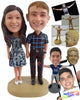 Custom Bobblehead Graceful couple holding hands wearing a nice dress and heels - Wedding & Couples Couple Personalized Bobblehead & Action Figure