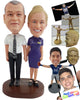 Custom Bobblehead Captain and flight attendant couple ready to engage flight with love - Wedding & Couples Couple Personalized Bobblehead & Action Figure