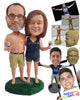 Custom Bobblehead Chill cople having a nice cup of with on the backyard wearing casual clothe - Wedding & Couples Couple Personalized Bobblehead & Action Figure