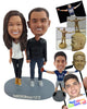 Custom Bobblehead Casual sports fan couple holding hands wearing shiny cool shoes - Wedding & Couples Couple Personalized Bobblehead & Action Figure