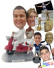 Custom Bobblehead Wedding Couple Wearing Bridal Attire Sitting On A Scooter - Wedding & Couples Bride & Groom Personalized Bobblehead & Cake Topper