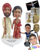 Custom Bobblehead Traditional loving couple wearing gorgeous outfit holding a sword and a bouquett - Wedding & Couples Bride & Groom Personalized Bobblehead & Action Figure