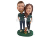 Custom Bobblehead SPORTS & HOBBIES - Football couple fans ready for the big play day wearing jerseys - Wedding & Couples Couple Personalized Bobblehead & Action Figure