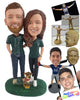 Custom Bobblehead SPORTS & HOBBIES - Football couple fans ready for the big play day wearing jerseys - Wedding & Couples Couple Personalized Bobblehead & Action Figure