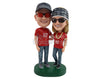 Custom Bobblehead Football couple fans shining with their jerseyseys and neat jeans - Wedding & Couples Couple Personalized Bobblehead & Action Figure