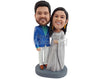 Custom Bobblehead Good looking tradictonal wedding couple waring an elegant sari and nice colorful suit - Wedding & Couples Couple Personalized Bobblehead & Action Figure