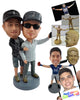 Custom Bobblehead Cool male friends posing for a Selfie picture wearing cool hoodies - Wedding & Couples Same Sex Personalized Bobblehead & Action Figure
