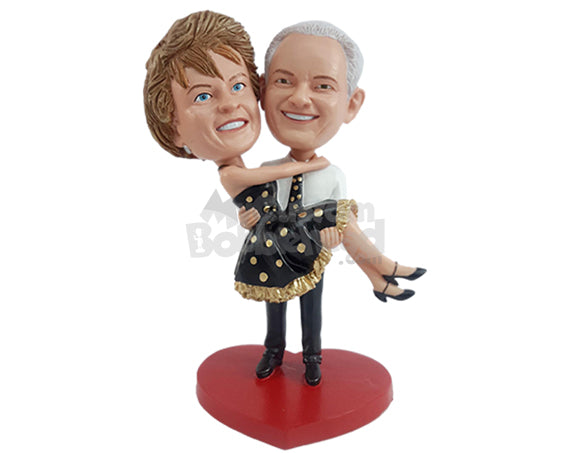Custom Bobblehead Lovely dance couple male holding his dashing girl on the armswearing a nice dress - Wedding & Couples Couple Personalized Bobblehead & Action Figure