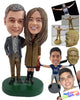 Custom Bobblehead Elegant rich and jovious looking couple wearing expensive coat and hand bag - Wedding & Couples Couple Personalized Bobblehead & Action Figure
