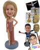 Custom Bobblehead Sexy bridesmaid wearing a one strap shoulder dress showing one leg out with one han on the hip - Wedding & Couples Bridesmaids Personalized Bobblehead & Action Figure