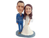 Custom Bobblehead Attractive couple wearin beautiful dress and suit - Wedding & Couples Bride & Groom Personalized Bobblehead & Action Figure