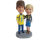 Custom Bobblehead Funny looking couple wearing extravagant colorful clothes - Wedding & Couples Couple Personalized Bobblehead & Action Figure