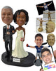 Custom Bobblehead Elegant wedding couple wearing long strapless dress and nice suit and vest - Wedding & Couples Bride & Groom Personalized Bobblehead & Action Figure