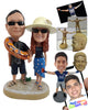 Custom Bobblehead Vacational happy couple spending a great time on the beach with his pool lifesaver - Wedding & Couples Couple Personalized Bobblehead & Action Figure