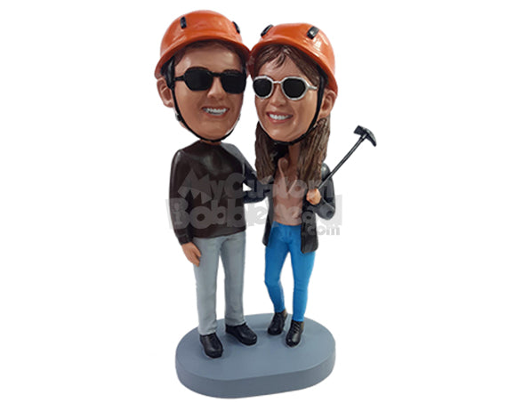 Custom Bobblehead Miners couple ready to dig up some gold wearing elegant clothe - Wedding & Couples Couple Personalized Bobblehead & Action Figure