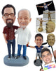 Custom Bobblehead father and son hugging showin their love wearing nice shirts and neat shoes - Wedding & Couples Same Sex Personalized Bobblehead & Action Figure