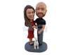 Custom Bobblehead Happy and elegant husband and wife sharing nice moments wearing semi-formal outfit - Wedding & Couples Couple Personalized Bobblehead & Action Figure