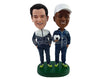 Custom Bobblehead Extravagant looking couple facing eachother with colorful shirts - Wedding & Couples Couple Personalized Bobblehead & Action Figure