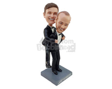 Custom Bobblehead Delighted couple holding hands wearing nice casual outfit - Wedding & Couples Couple Personalized Bobblehead & Action Figure