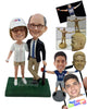 Custom Bobblehead Casual couple wearing t-shirts and jeans with nice looking shoes - Wedding & Couples Couple Personalized Bobblehead & Action Figure