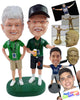 Custom Bobblehead Athletic casual couple ready to cheer for their favorite team holding a beer cup - Wedding & Couples Couple Personalized Bobblehead & Action Figure