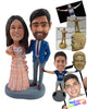 Custom Bobblehead Bride wearing gorgeous dress and Groom on elegant suit and tie wth hand on hip - Wedding & Couples Bride & Groom Personalized Bobblehead & Action Figure