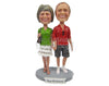 Custom Bobblehead Holiday Couple Wearing Trendy Casual Clothes - Wedding & Couples Couple Personalized Bobblehead & Cake Topper