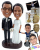 Custom Bobblehead Nice vintage dressed couple with a bouquet in hands - Wedding & Couples Bride & Groom Personalized Bobblehead & Action Figure